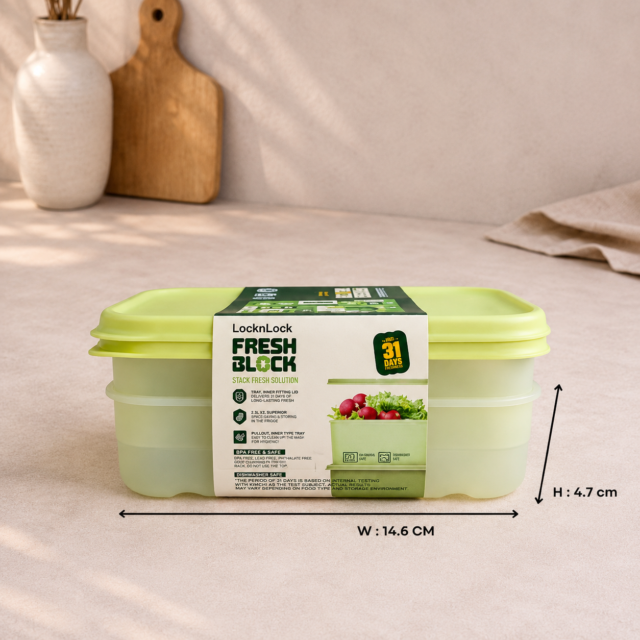 Freshflo Box Fresh Block 760ml (Set of 2) Freshness Storage Container with Moisture ...