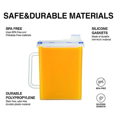LocknLock Aqua Fridge Door Water Jug with Handle BPA Free Plastic Pitcher with Screw Top Lid Perfect for Making Teas and Juices, 4.0L, Clear
