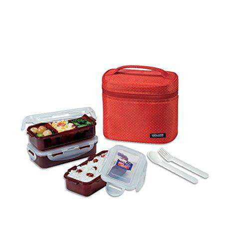 LocknLock Small Lunch Box Set with Bag, Spoon and Fork, 3-Pieces
