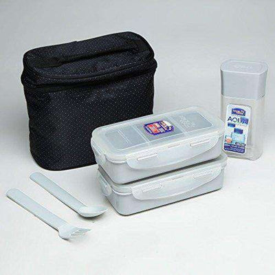 LocknLock Medium Lunch Box Set with Bag, Spoon and Fork, 3 Pieces