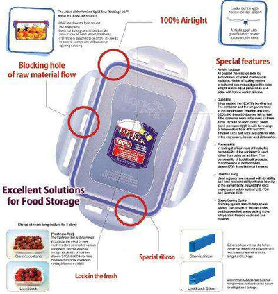 LocknLock Classics Rectangular Food Container with Leak Proof Locking, 425ml