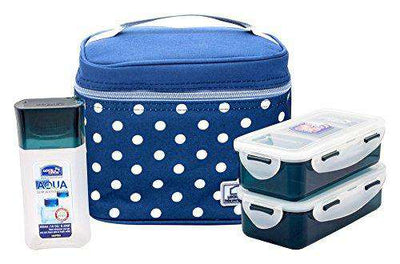 LocknLock Plastic Lunch Box with Polka Bag Set, 4-Pieces