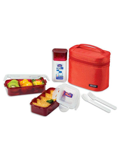 LocknLock Medium Lunch Box Set with Bag, Spoon and Fork, 3 Pieces