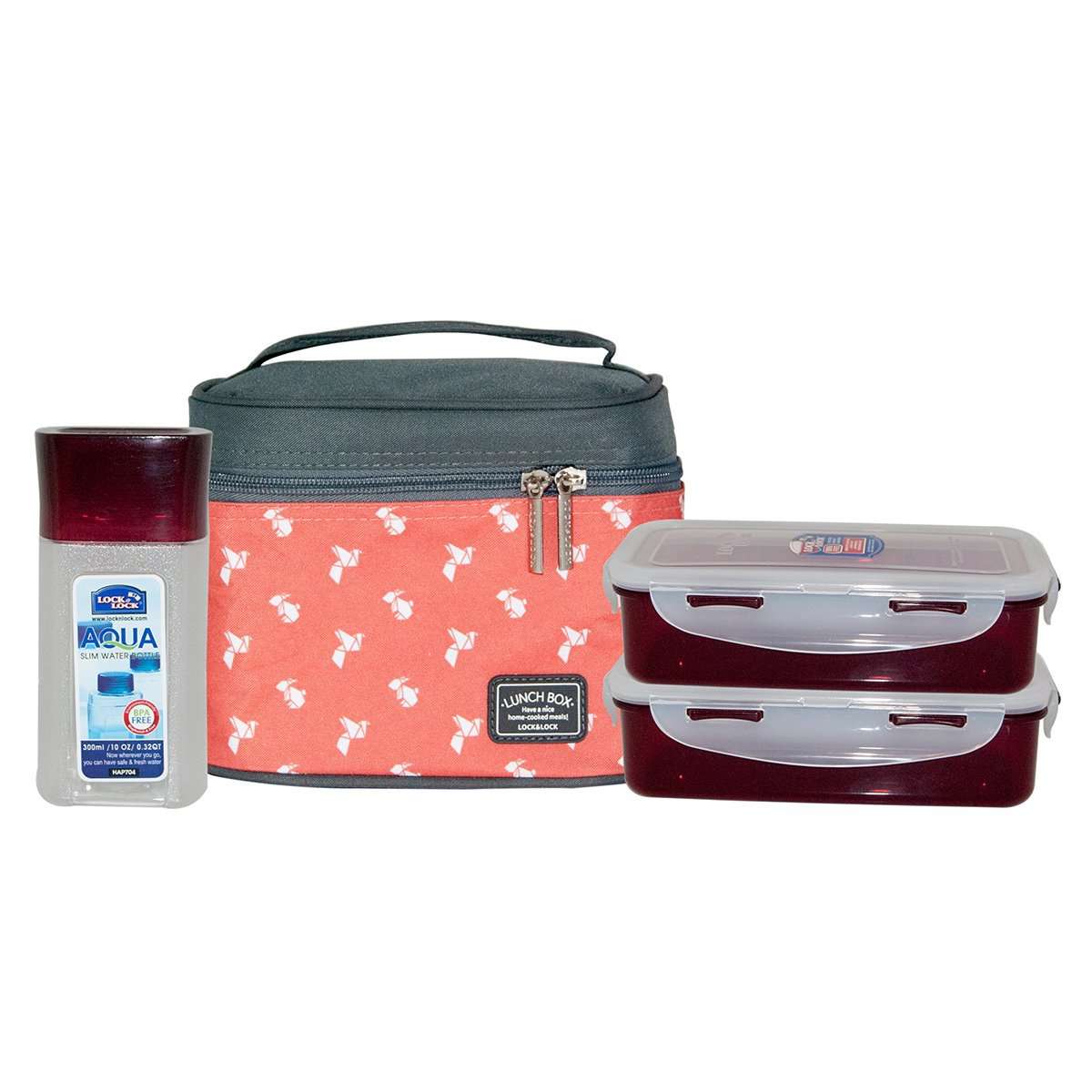 LocknLock Plastic Lunch Box Set with Bag, 3-Pieces