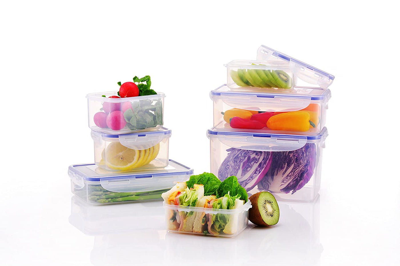LocknLock Classics Rectangular Food Container with Leak Proof Locking Lid and Tray (Transparent, 1 L)