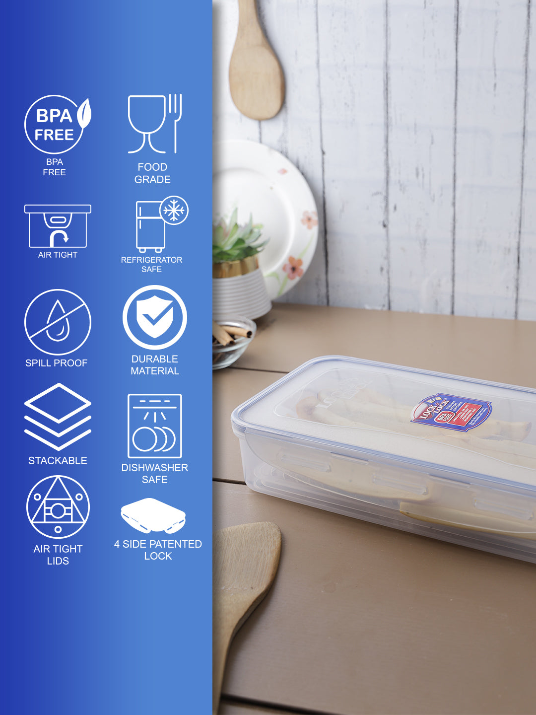 Small Food Container Lock LocknLock Classics Small Flat Oblong Food Container with Leak Proof Lo ...
