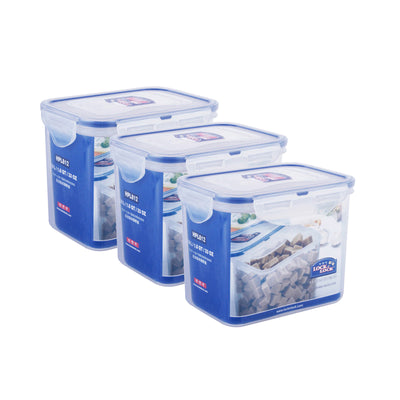 LocknLock Classics Tall Rectangular Plastic Airtight Food Storage Container, 1 Liter, Set of 3