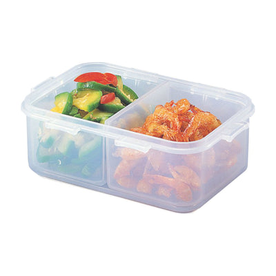 LocknLock Classic Small Flat Rectangular Polypropylene Food Container with Divider | Clear