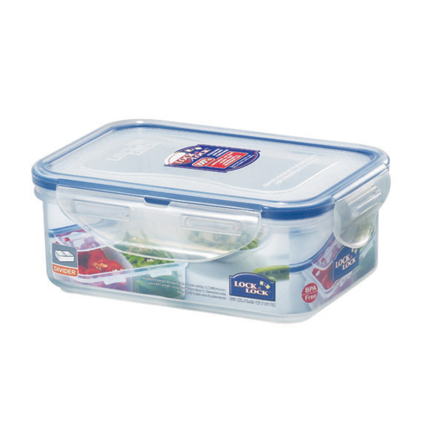 LocknLock Classic Small Flat Rectangular Polypropylene Food Container with Divider | Clear