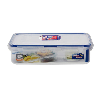 LocknLock Classic Medium Flat Rectangular Food Container with Divider | Clear