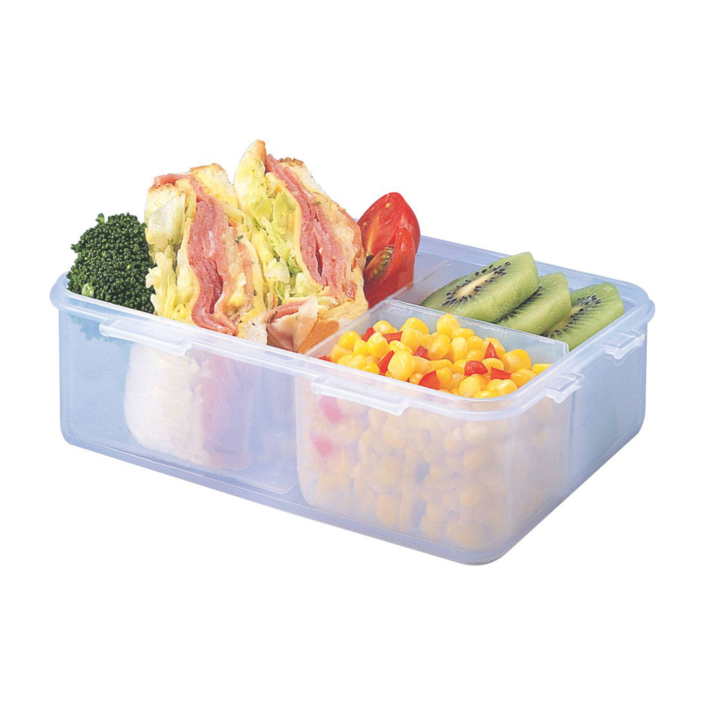 LocknLock Classic Medium Flat Rectangular Food Container with Divider | Clear