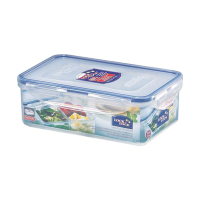 LocknLock Classic Medium Flat Rectangular Food Container with Divider | Clear