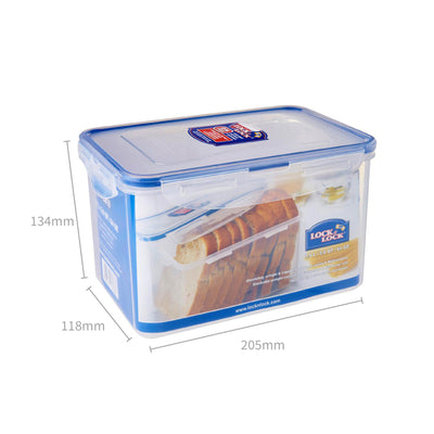 LocknLock Classics Rectangular Plastic Airtight Bread Storage Container, 1.9 Liter, Set of 2