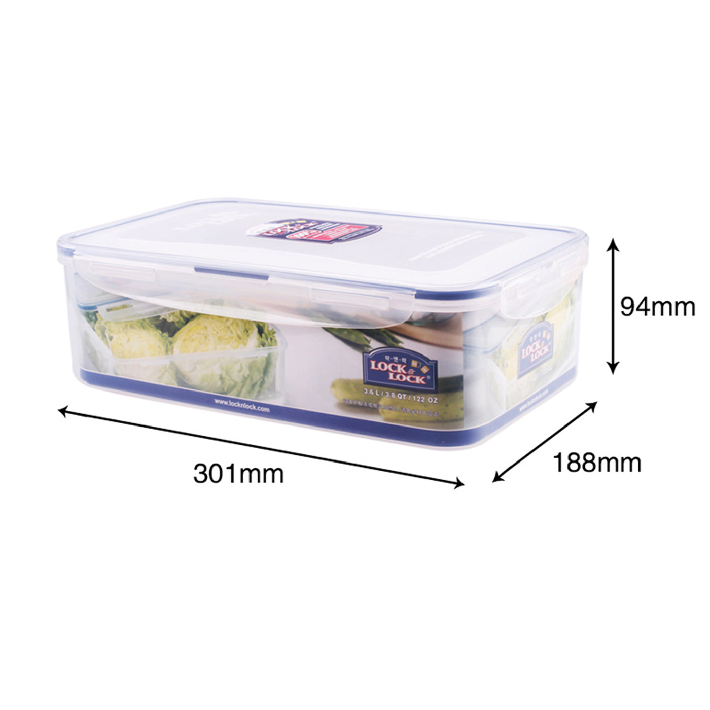 LocknLock Classic Large  Semi-tall Rectangular Flat Food Container with Tray