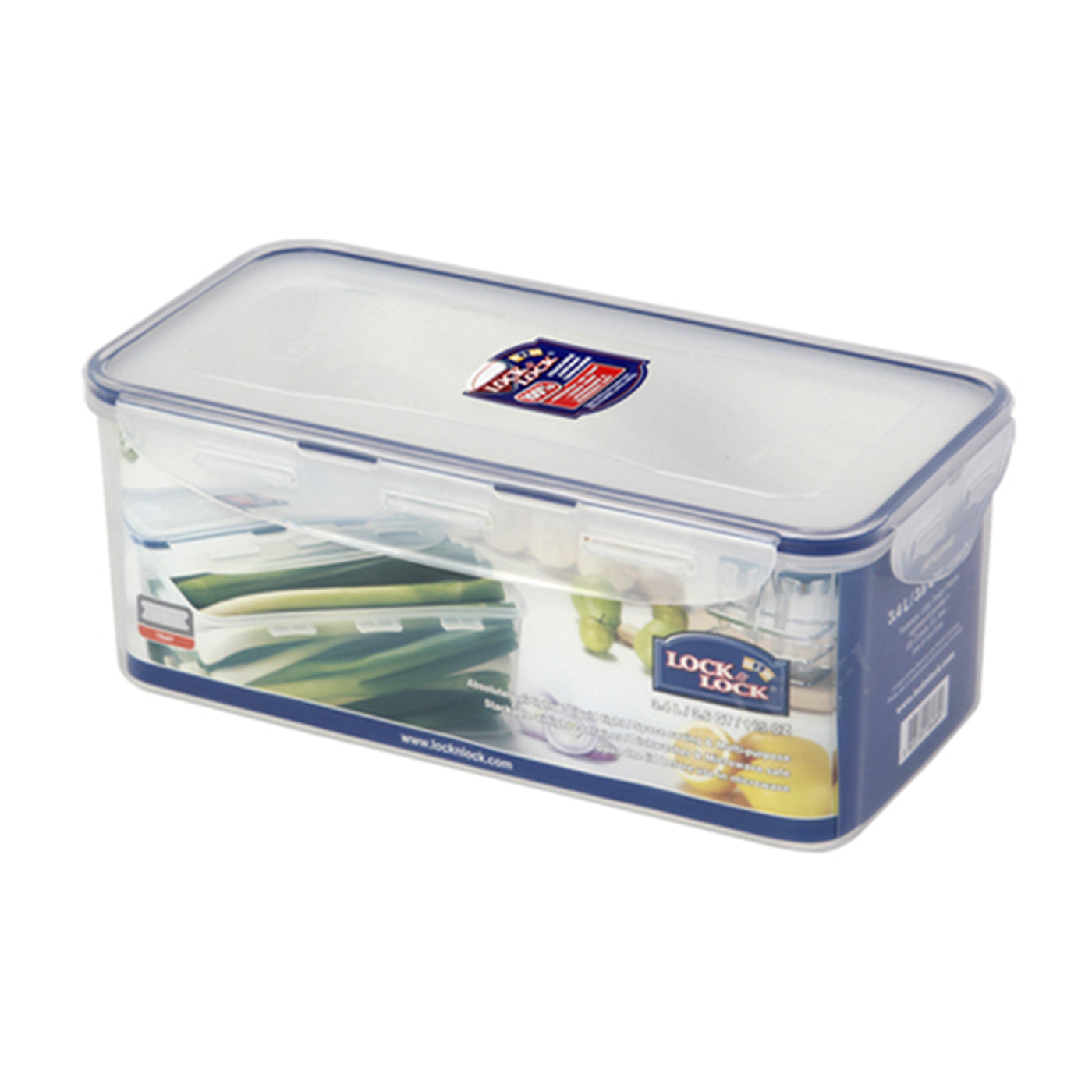 LocknLock Classics Large Flat Oblong Food Container with Tray, Transparent