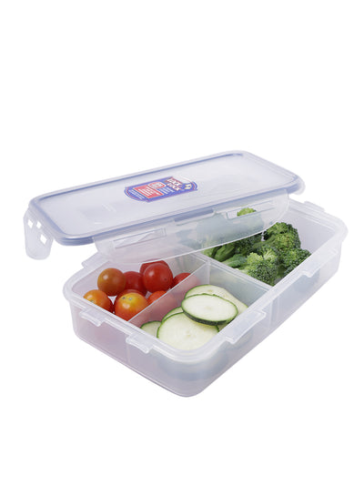 LocknLock Classic Medium Flat Rectangular Food Container with Divider | Clear