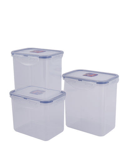 LocknLock Classics Tall Rectangular Plastic Airtight Food Storage Container, 1 Liter, Set of 3