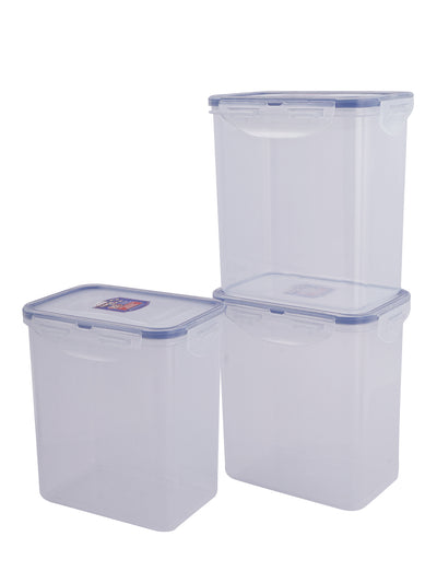 LocknLock Classics Tall Rectangular Plastic Airtight Food Storage Container, 1.5 Liter, Set of 3