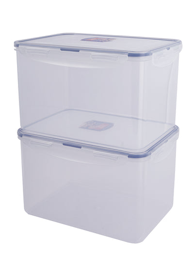 LocknLock Classics Rectangular Plastic Airtight Food Storage Container, 4.5 Liter, Set of 2