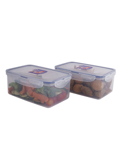 LocknLock Classics Rectangular Plastic Airtight Food Storage Container, 1.4 Liter, Set of 2