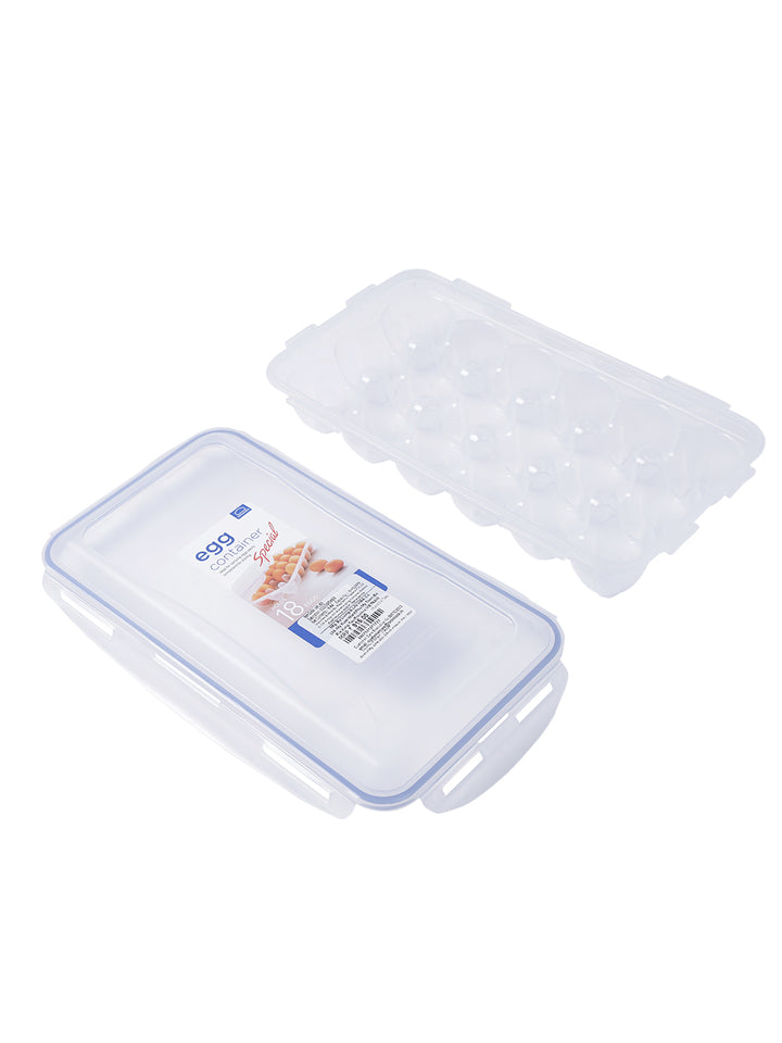 Lock & Lock Contenitore Per Uova, Capienza 18 Uova, Trasparente Con Coperchio Blu, Ermetico
