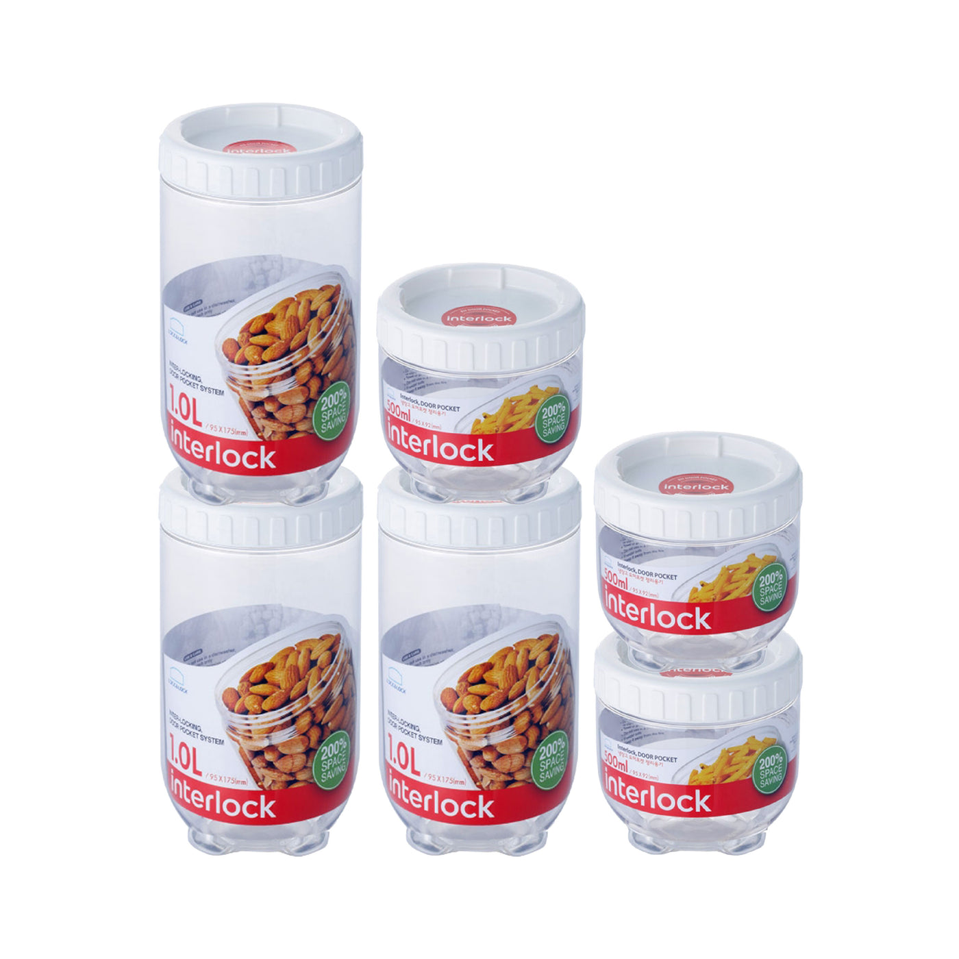 ROUND 1LTR X3 + 500ML X 3 - INTERLOCK SET