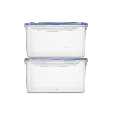 Lock & Lock Plastic Airtight Food Storage Container with Leak Proof Lid, 3.1 Litre, Transparent | (3.1LTR X 2)