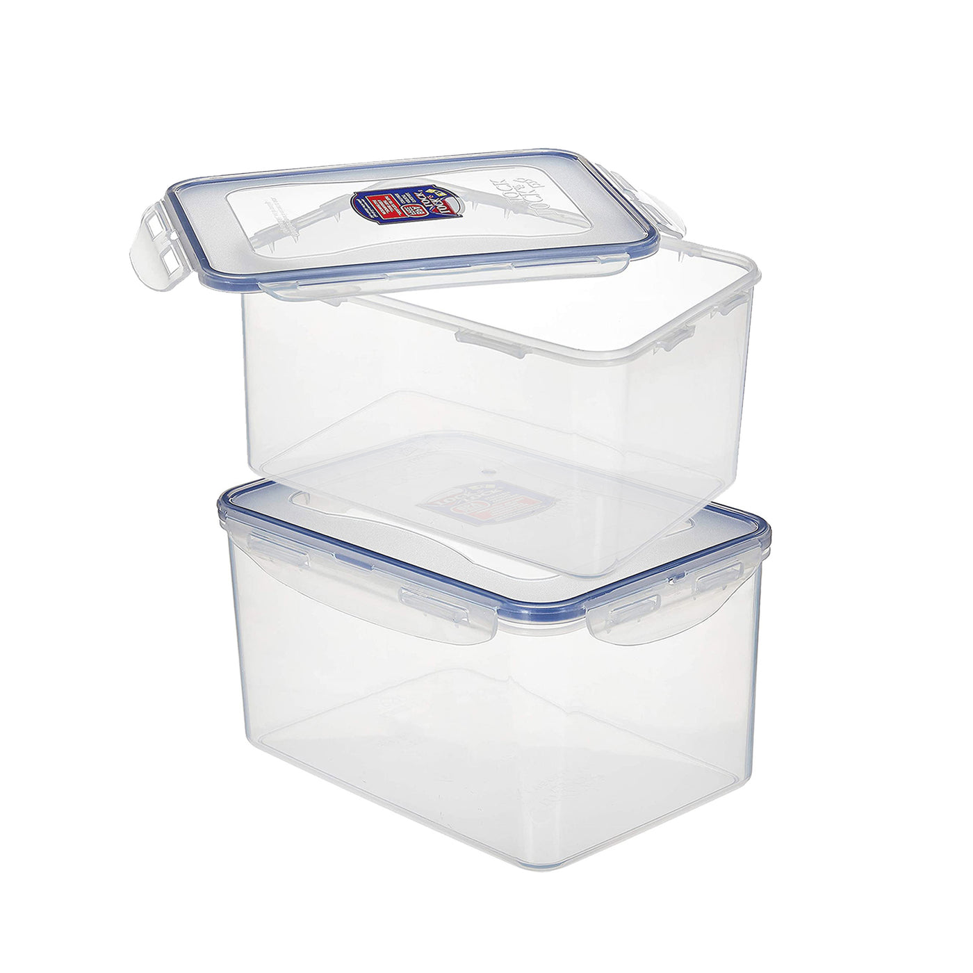 Lock & Lock Plastic Airtight Food Storage Container with Leak Proof Lid, 3.1 Litre, Transparent | (3.1LTR X 2)