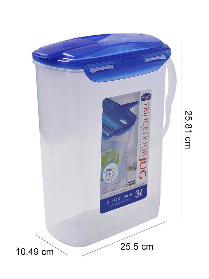 LocknLock Aqua Fridge Door Water Jug with Flip Top Lid, 3 litres