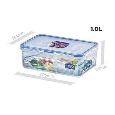 LocknLock Classic Medium Flat Rectangular Food Container with Divider | Clear