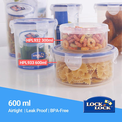 LocknLock Classics Extra Large Round Food Container with Leak Proof Locking Lid, Clear